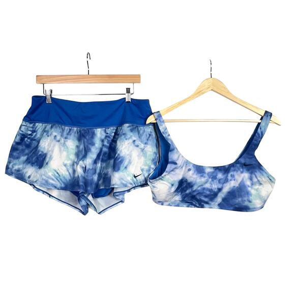 Nike Other - Nike 2PC PACIFIC Blue Tie Dye Women's Swimsuit Set XL Bikini & Swim Shorts